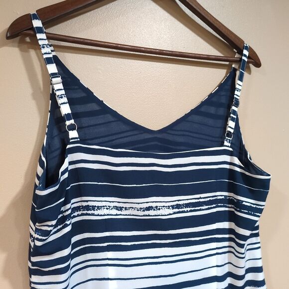 CAbi Blue White Knotted Tie Striped Tank Dress #5264 Nautical Coastal Sz Medium - Picture 6 of 12